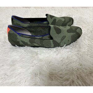 Rothy's The Loafer Olive Camo Green Round Toe Flat Shoes Womens Size 8 Excellent